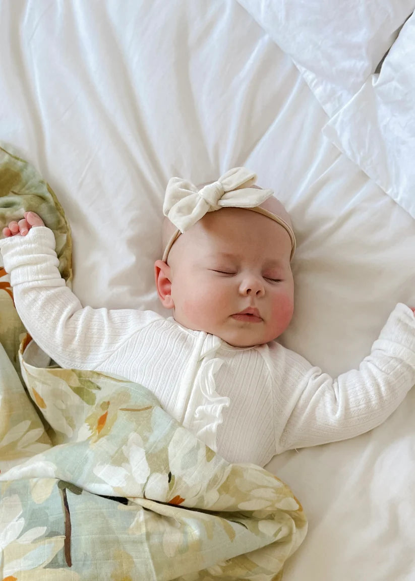 Pop Ya Tot - Velvet Baby Bow Headband | Milk