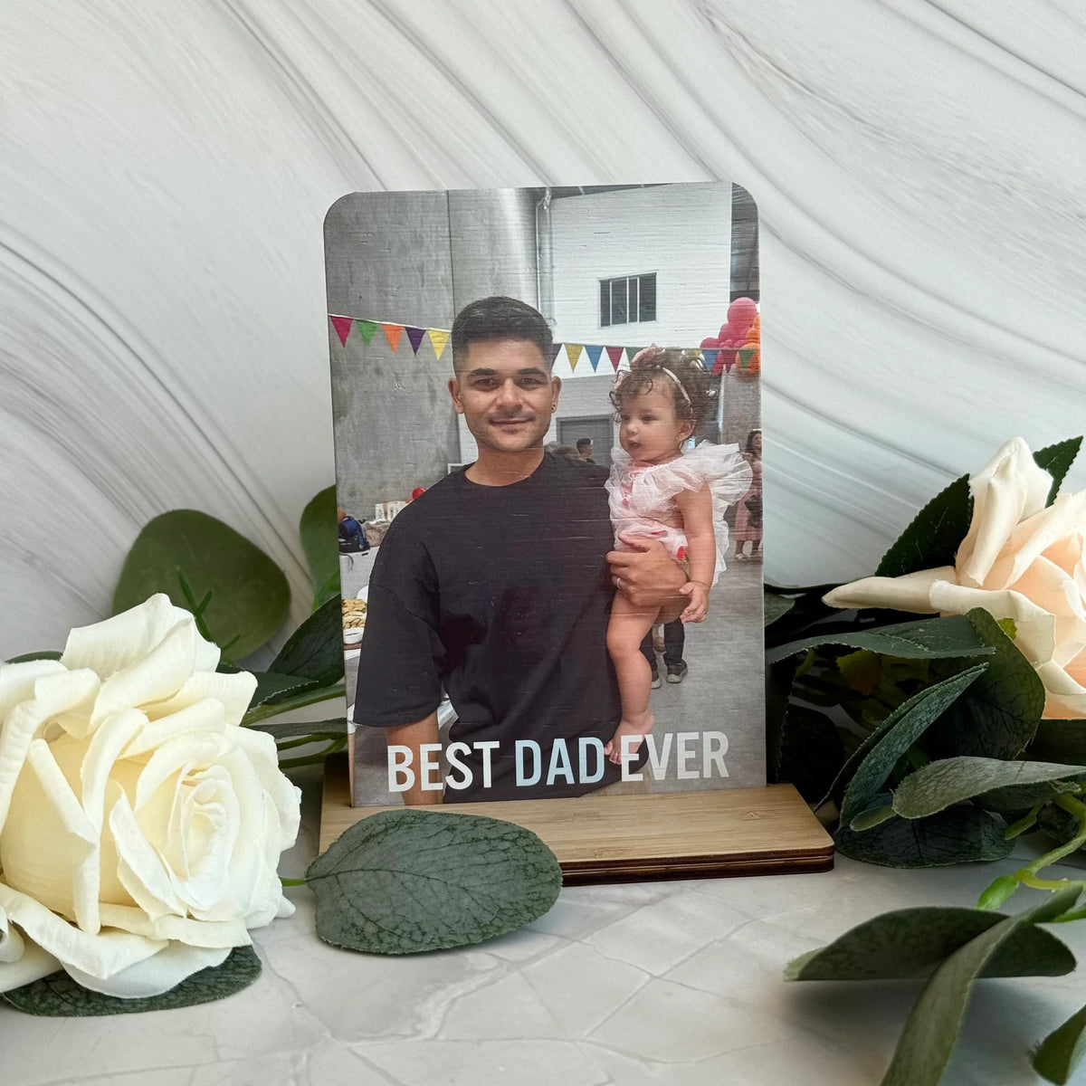 CMC GOLD - Father's Day Mini Bamboo Photo Stand | Best Dad Ever