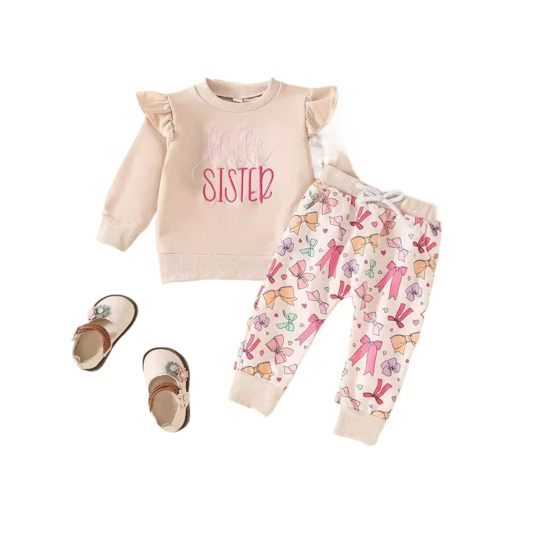 Little Sister Pink Bows Set