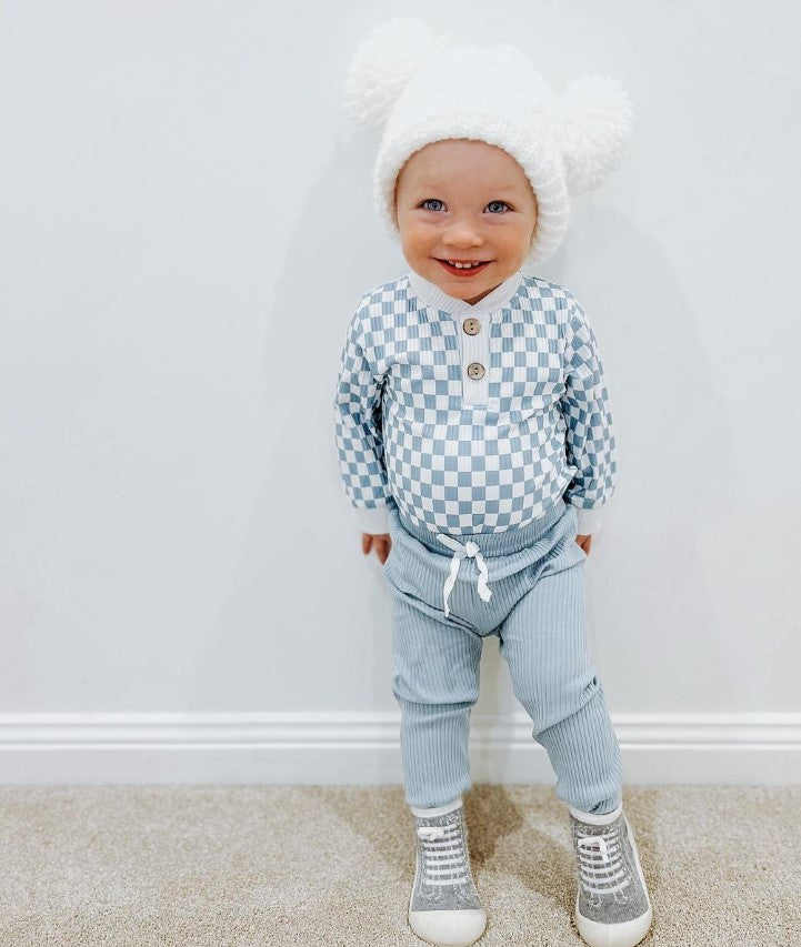 Ribbed Checkered Set | Blue