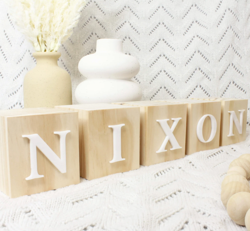 Meridian Etch - Personalised Wooden Letter Blocks | Large