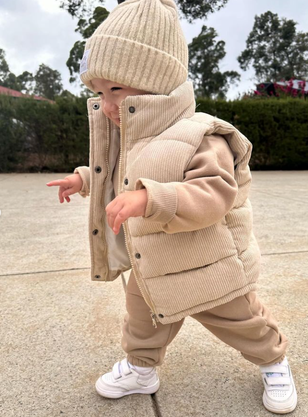 Corduroy Puffer Vest | Sand