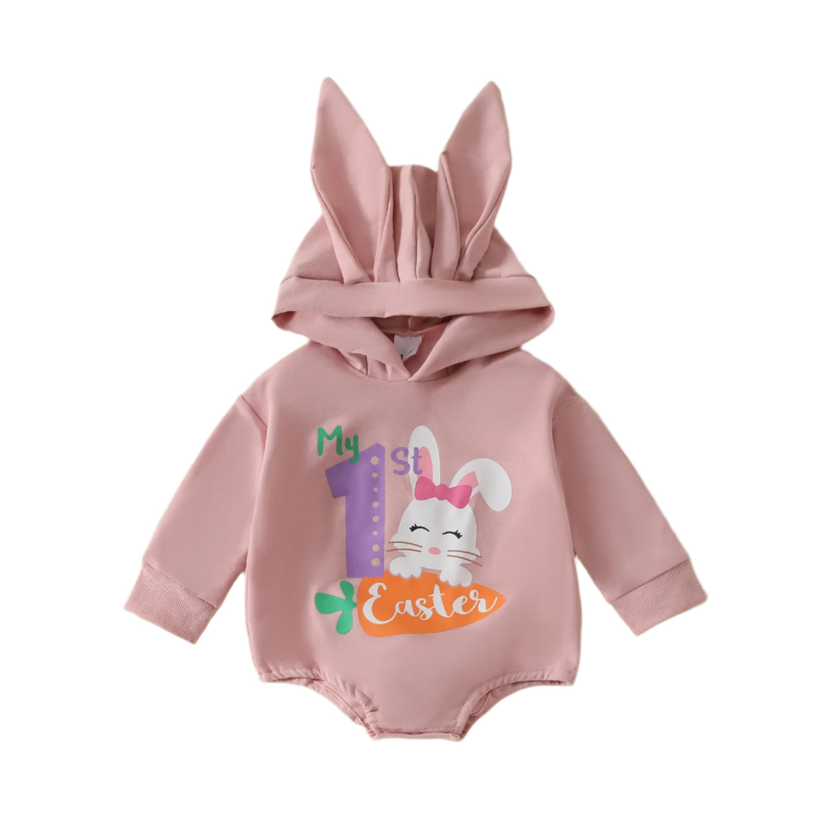 1st Easter Bunny Hood Romper | Pink (CLEARANCE)