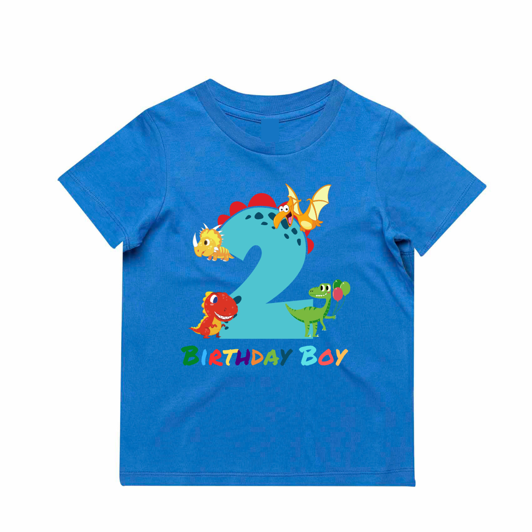 MLW By Design - Personalised Dino Birthday Tee | Various Colours & Ages