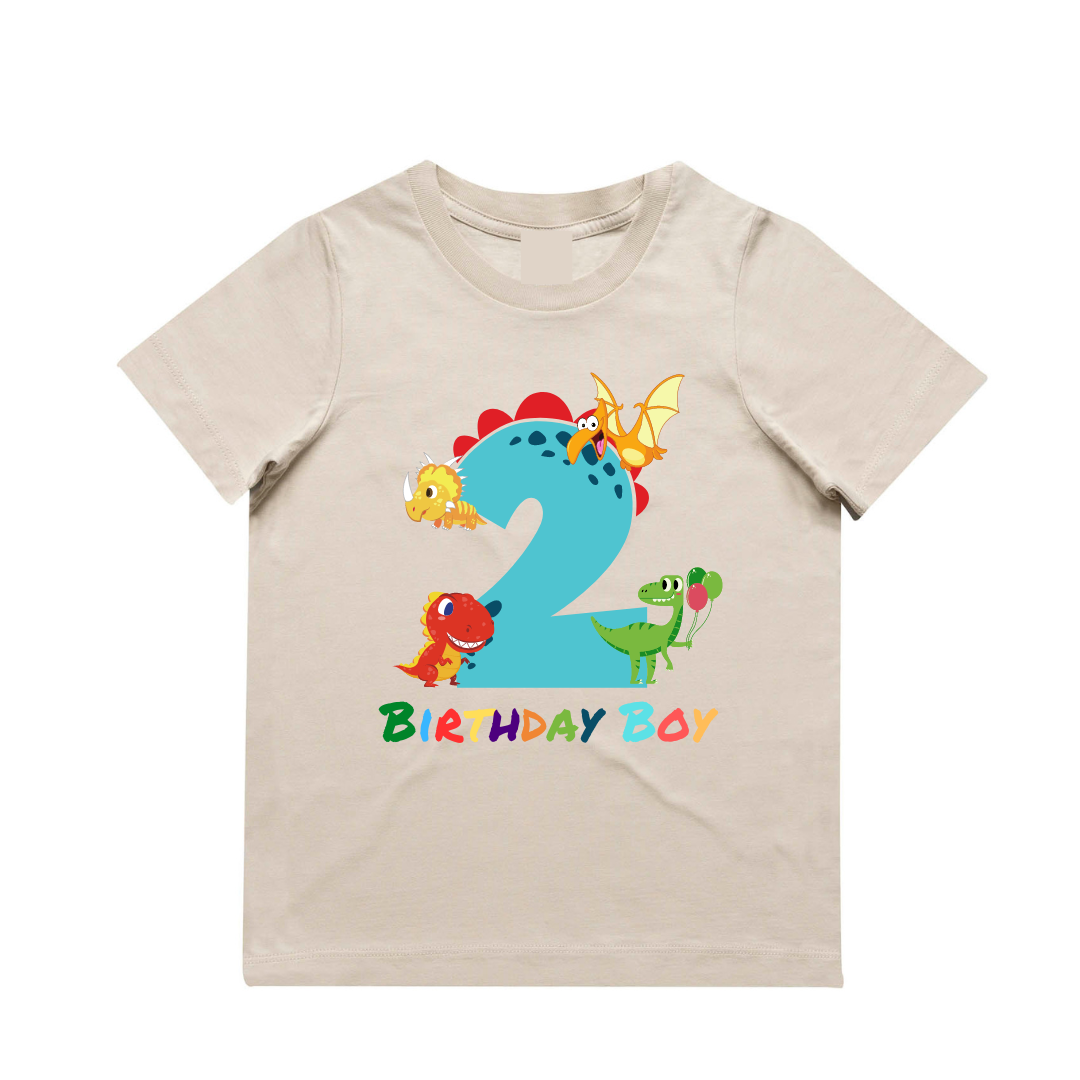 MLW By Design - Personalised Dino Birthday Tee | Various Colours & Ages