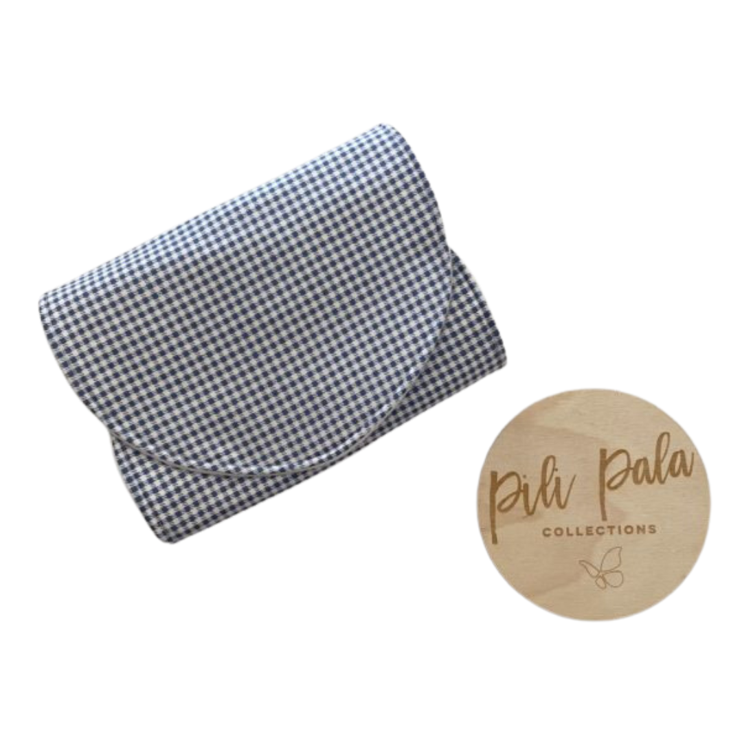 Pili Pala Collections - Contoured Burp Cloth | Gingham Blue