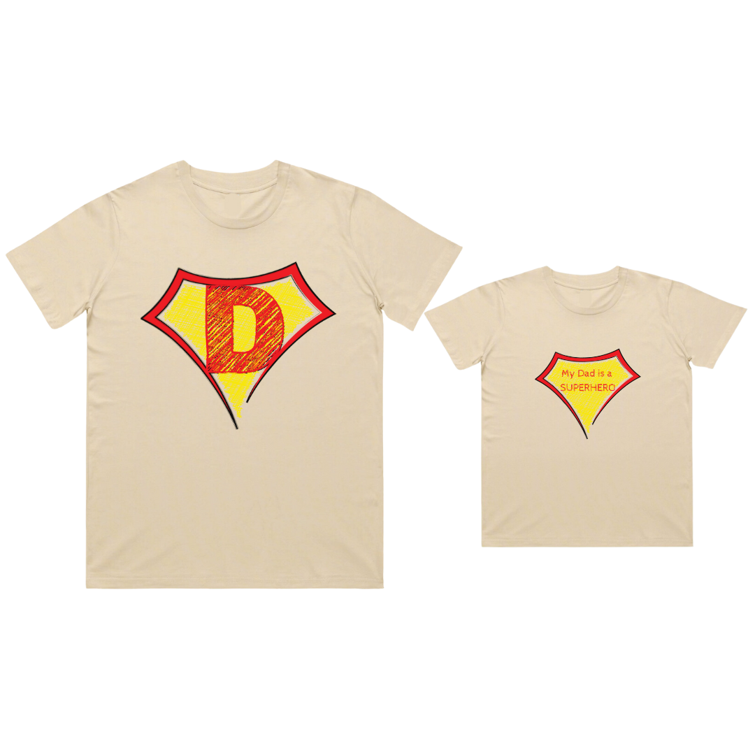 MLW By Design - Matching SUPERDAD Dad Tee and Kid Tee | Various Colours
