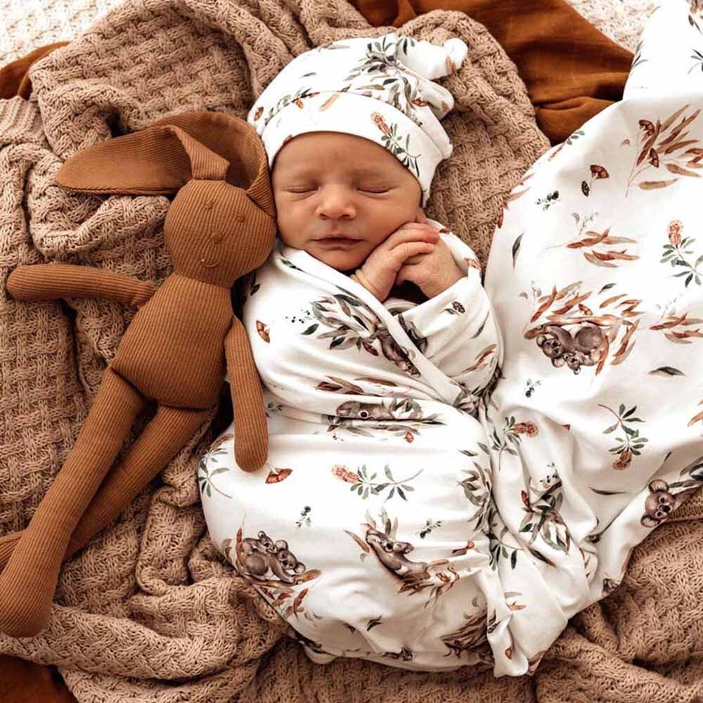 Snuggle Hunny Kids - Organic Baby Jersey Wrap & Beanie Set | Koala