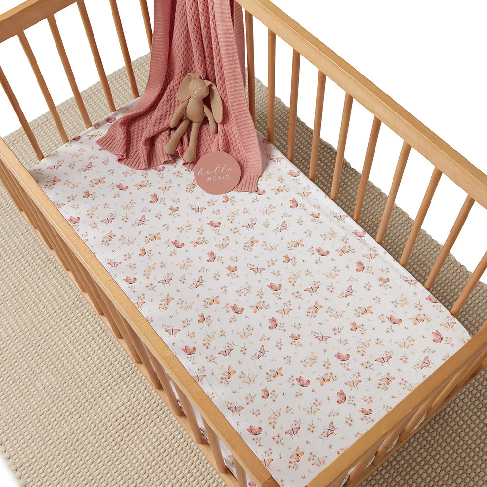 Snuggle Hunny Kids - Organic Fitted Cot Sheet | Butterfly