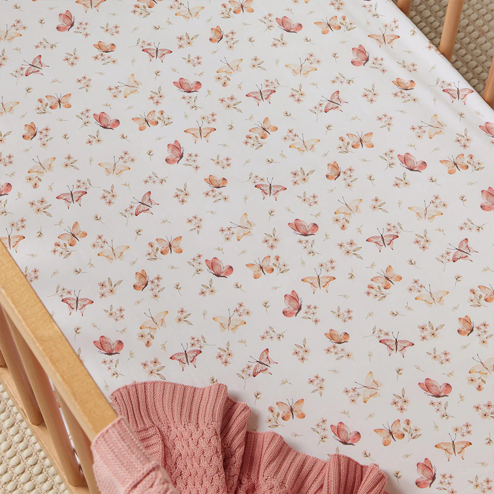Snuggle Hunny Kids - Organic Fitted Cot Sheet | Butterfly