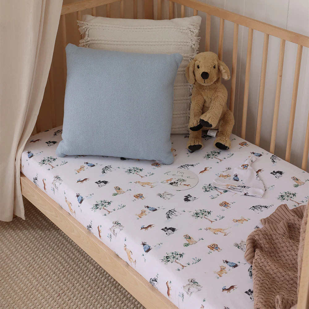 Snuggle Hunny Kids - Organic Fitted Cot Sheet | Dog Park