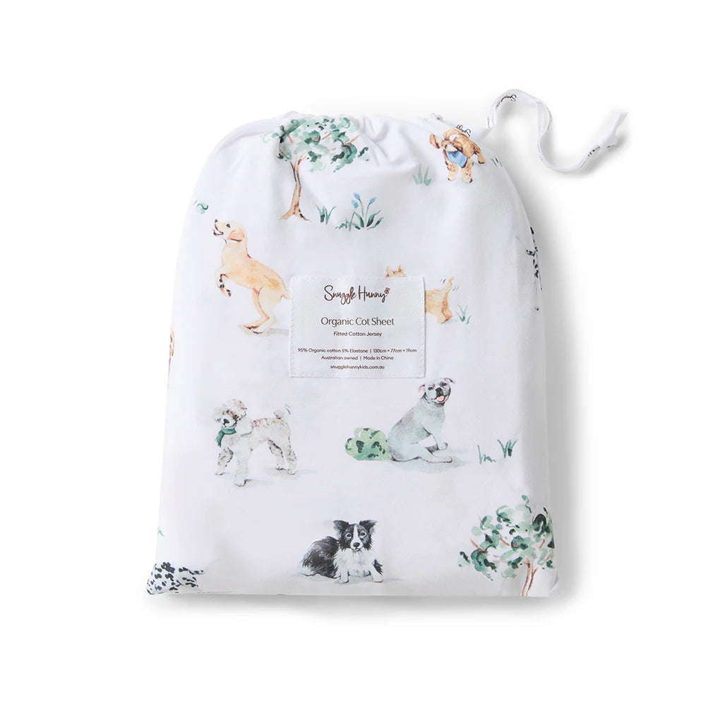 Snuggle Hunny Kids - Organic Fitted Cot Sheet | Dog Park