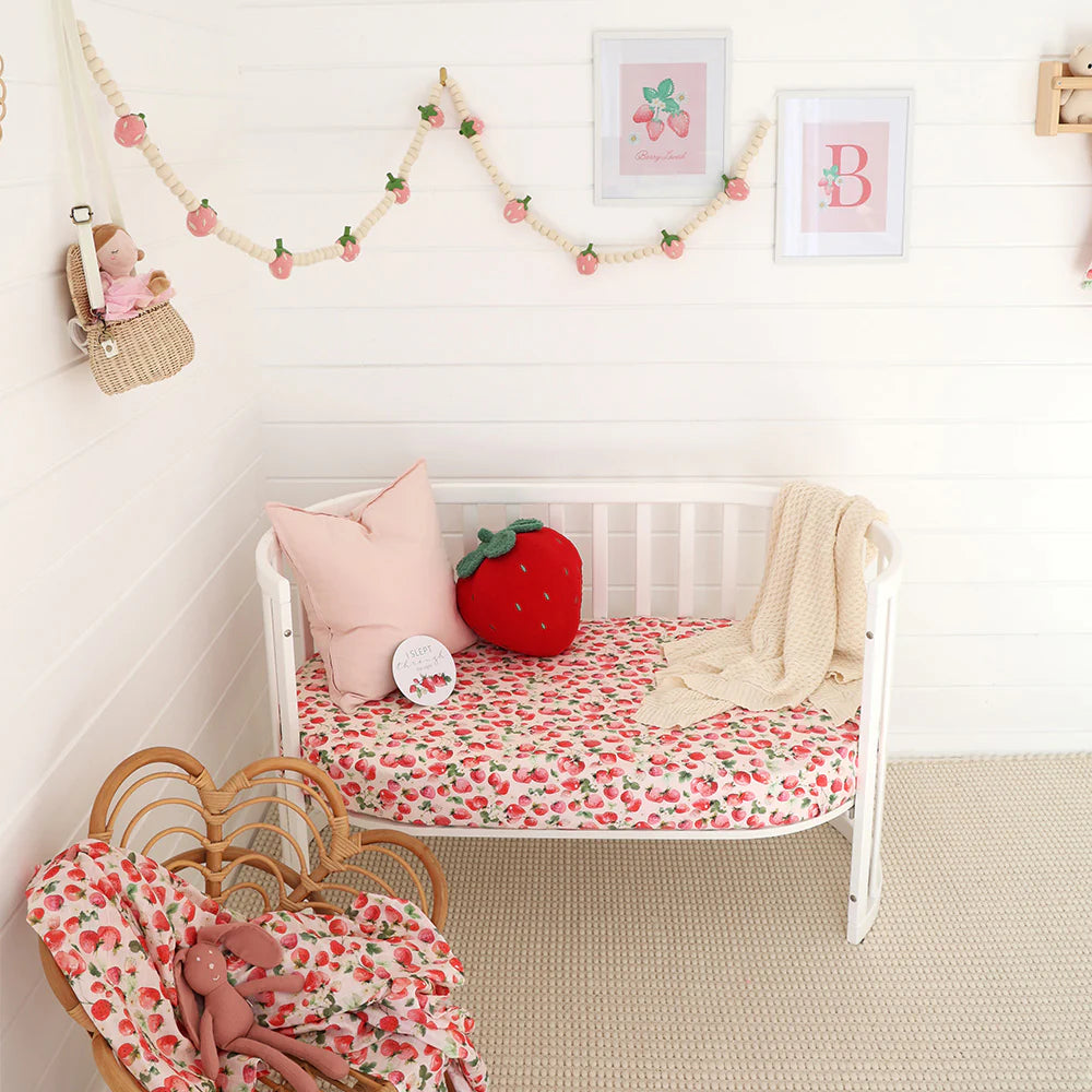 Snuggle Hunny Kids - Organic Fitted Cot Sheet | Strawberry