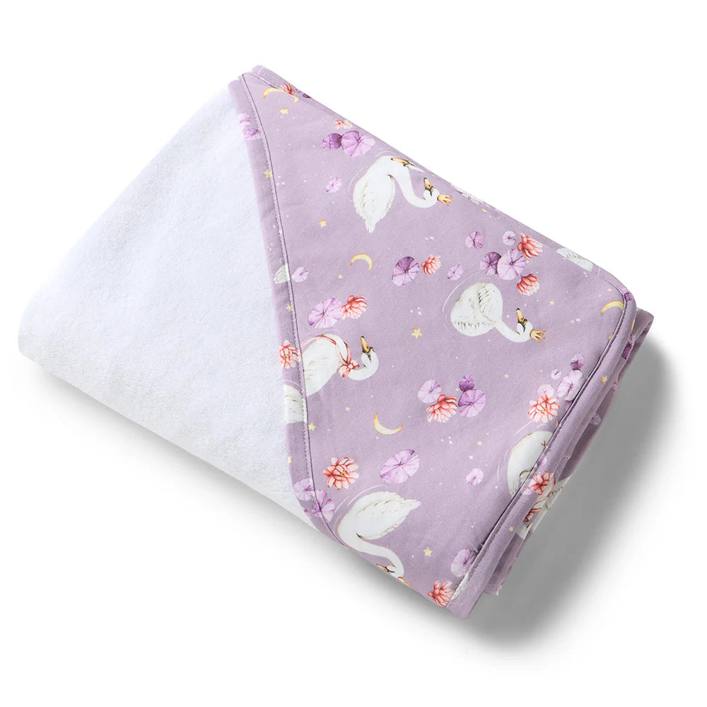 Snuggle Hunny Kids - Organic Hooded Baby Towel | Swan Lake
