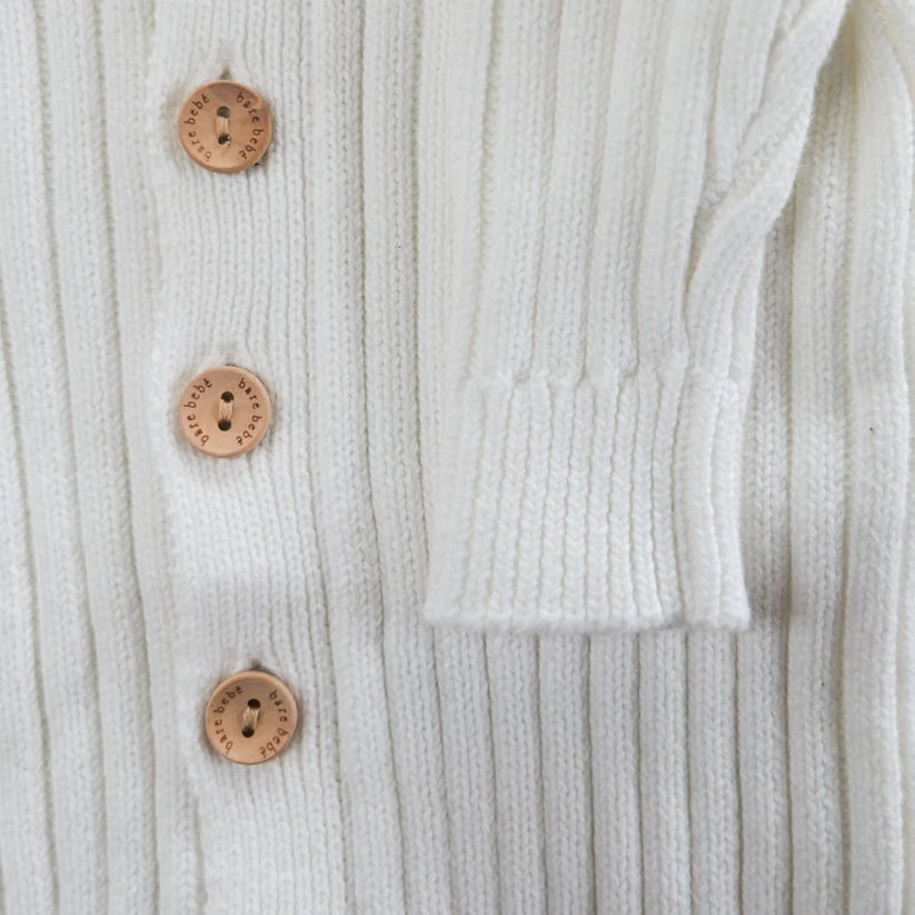 Bare Bebé - Ribbed Knit Romper | Daisy White