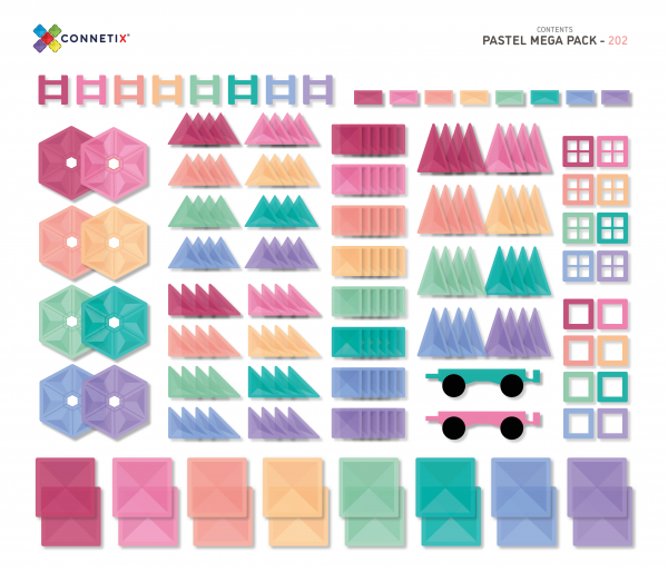 Connetix Tiles - 202 Piece Pastel Mega Pack
