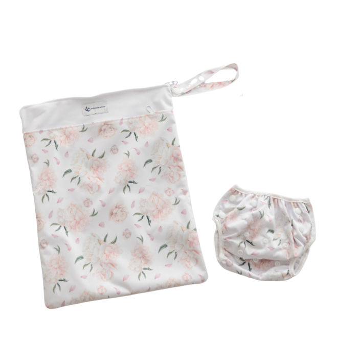 Anchor & Arrow - Reusable Swim Nappy & Wet Bag - Peony