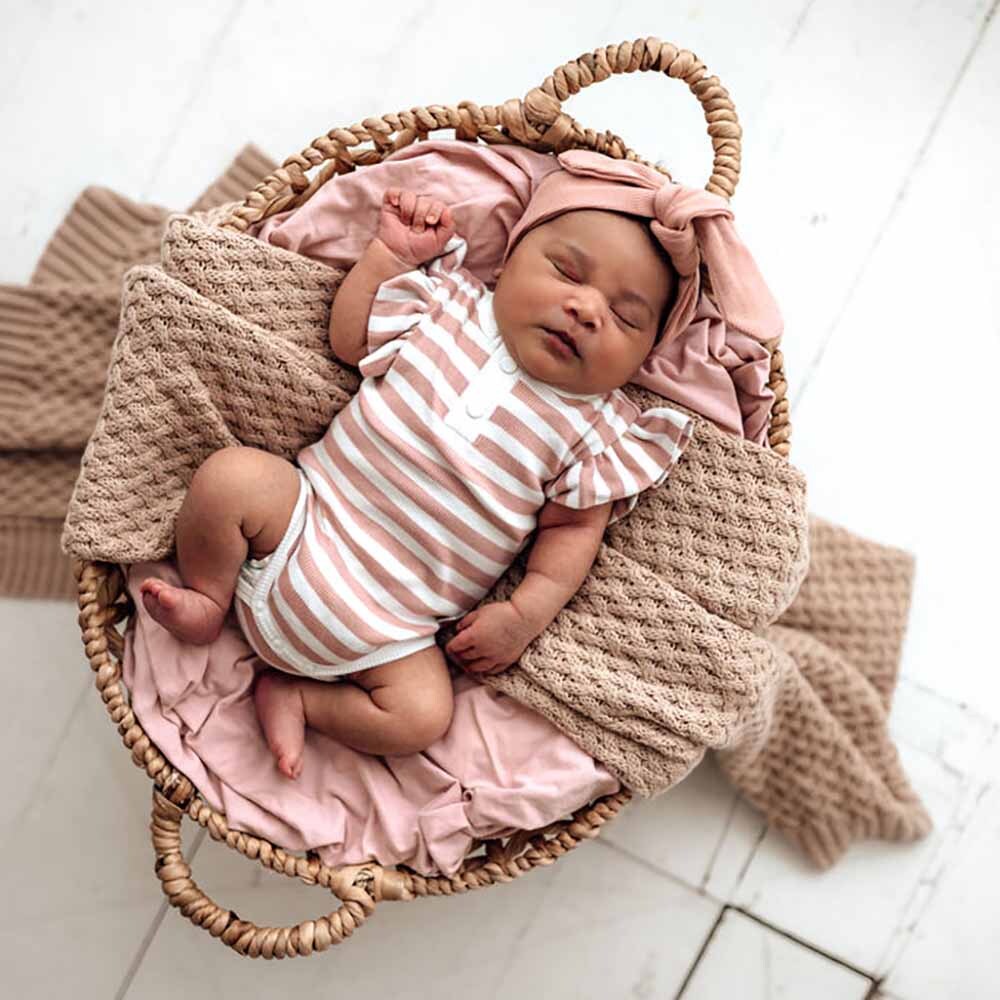Snuggle Hunny Kids - Short Sleeve Organic Bodysuit | Rose Stripe
