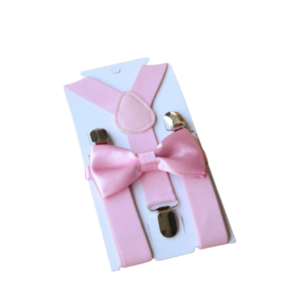 Bow Tie & Suspenders Set | Pink