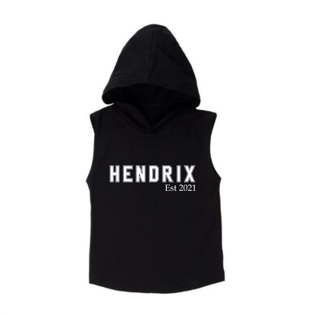 MLW By Design - Jersey Style Personalised Sleeveless Hoodie | Black or White