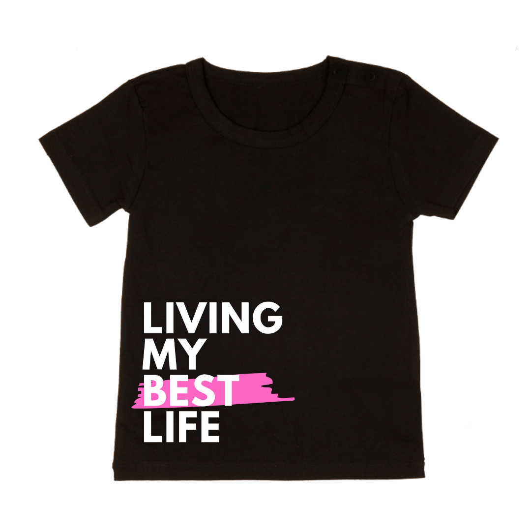 MLW By Design - Living My Best Life Tee | Pink or Gold Print