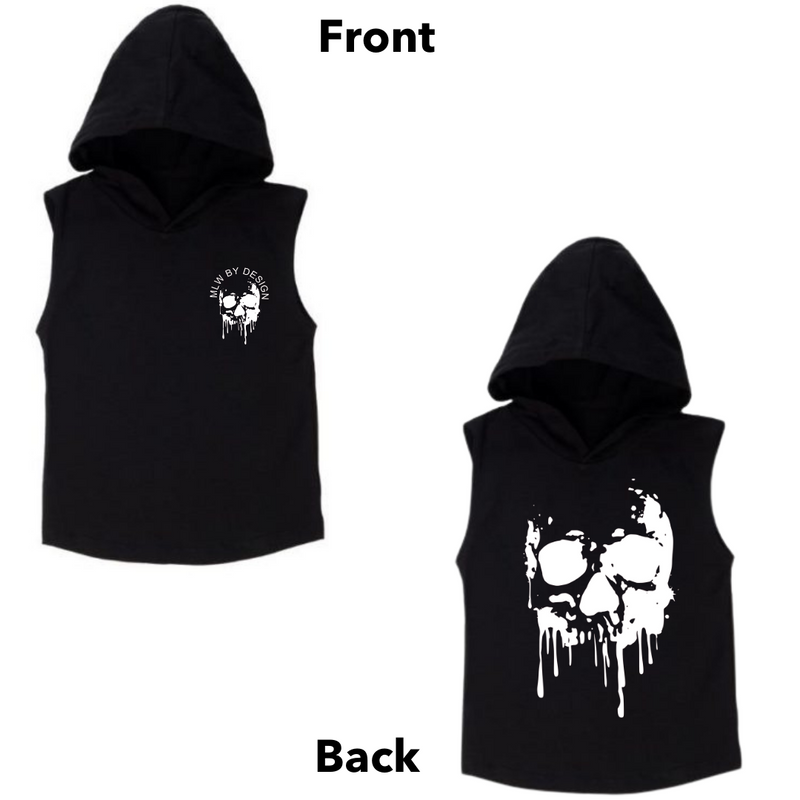 MLW By Design - Melting Skull Sleeveless Hoodie | Black or White