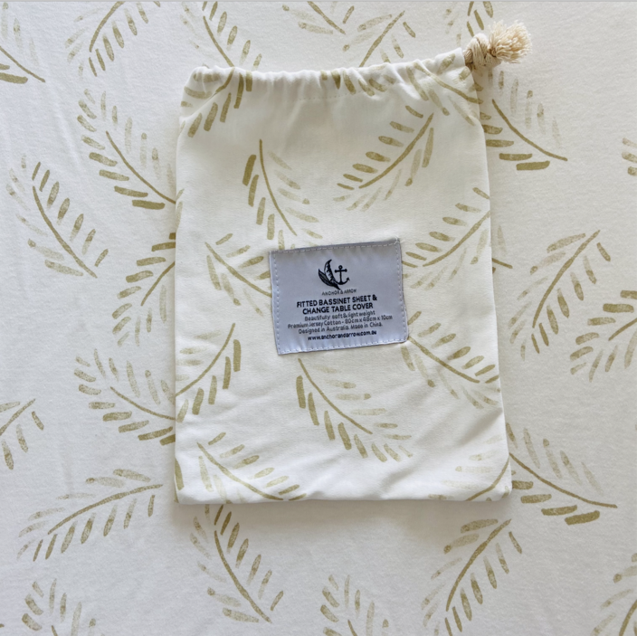 Anchor & Arrow - Bassinet sheet / Change Table Cover | Gold Fern
