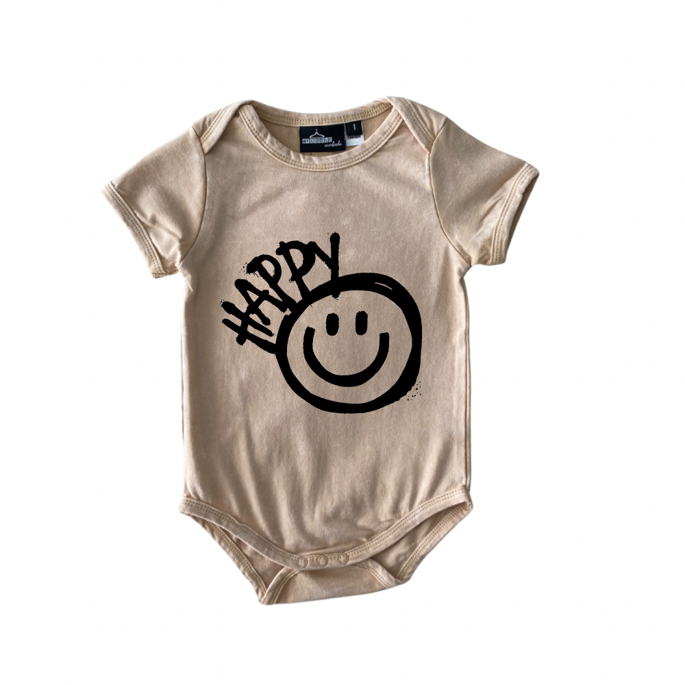 MLW By Design - Happy Graffiti Sand Stonewash Bodysuit