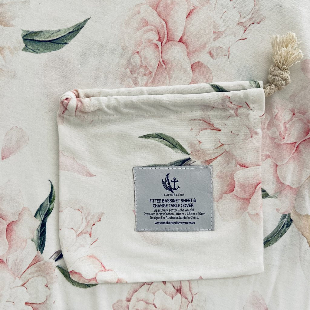 Anchor & Arrow - Bassinet Sheet / Change Table Cover | Pretty Peony