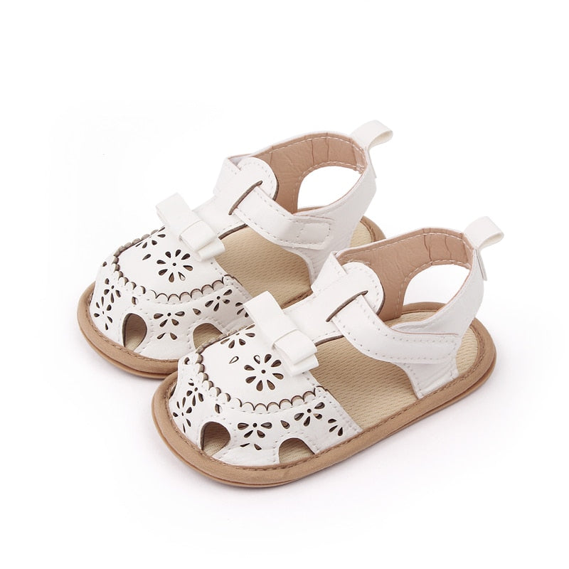 Floral Cut Outs Sandals | White