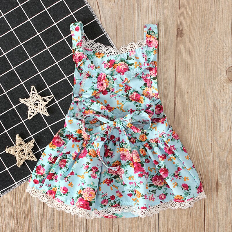 Floral Blue Romper Dress