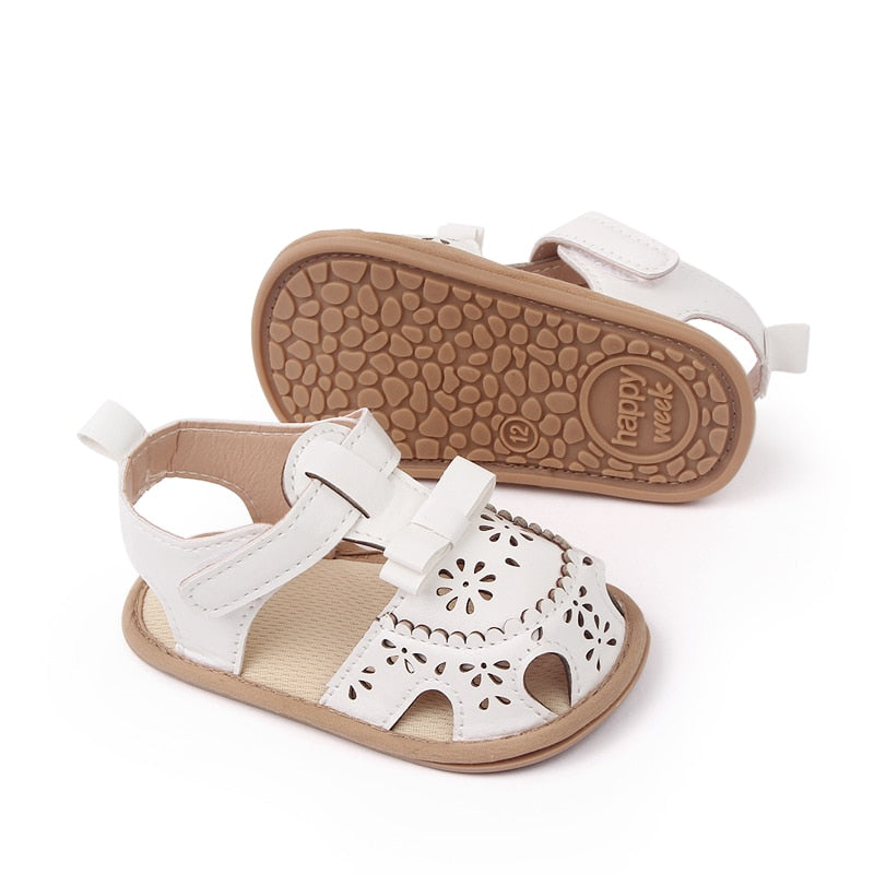 Floral Cut Outs Sandals | White