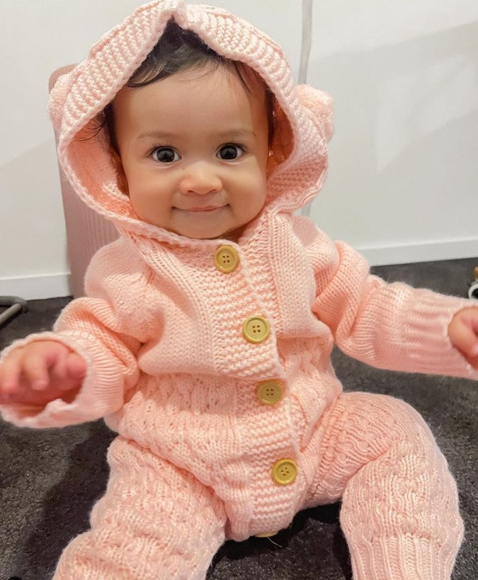 Bear Knit Onesie | Pink