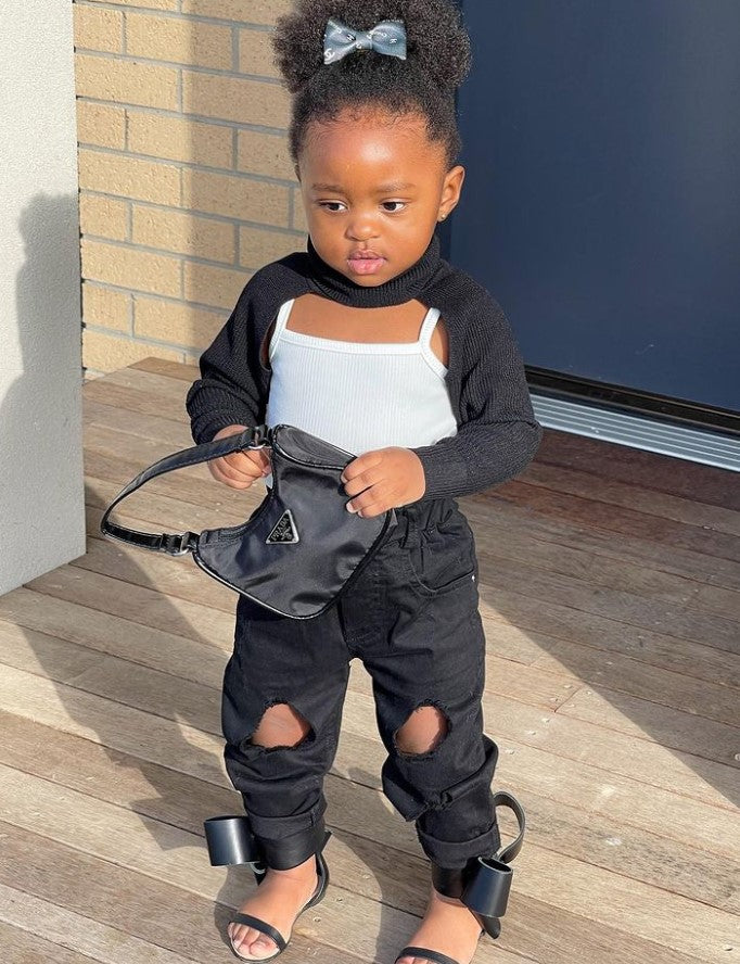 Baby girl black ripped jeans 2025