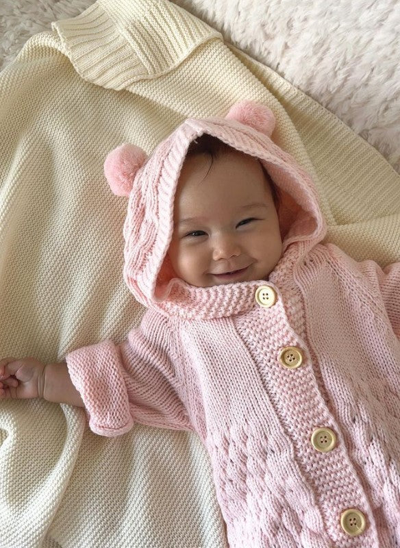 Bear Knit Onesie | Pink