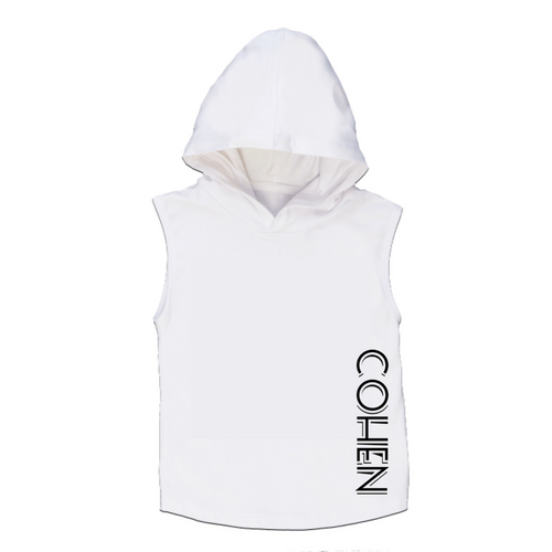 MLW By Design - Personalised Striped Name Sleeveless Hoodie | Black or White