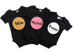 MLW By Design - Personalised Circle Name Short Sleeve Bodysuit | Various Colours