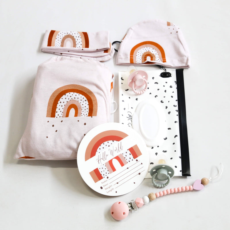 CMC GOLD - Birth Bundle Blush Earthy Rainbow Swaddle Set
