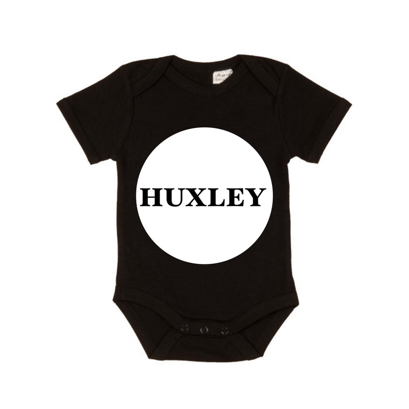 MLW By Design - Personalised Circle Name Short Sleeve Bodysuit | Various Colours