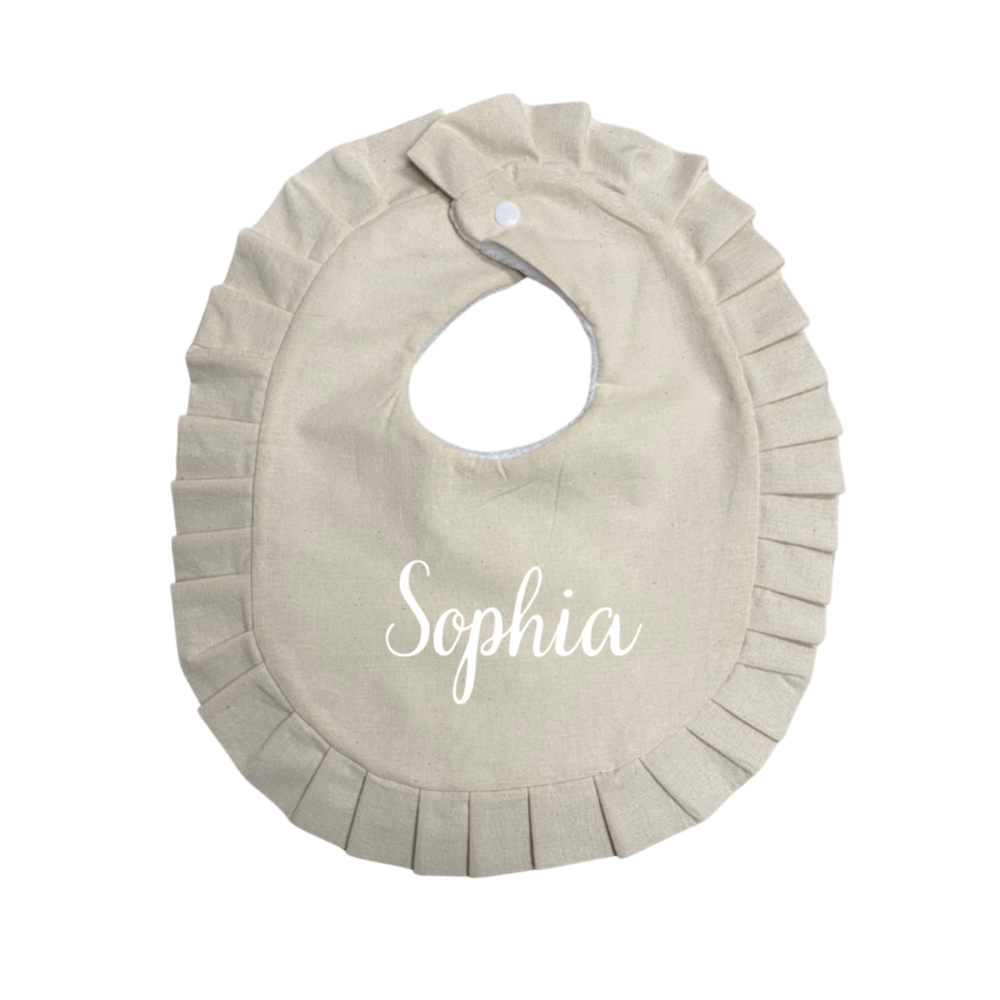 MLW By Design - Handmade Personalised Frill Bib | Sand *LIMITED EDITION*