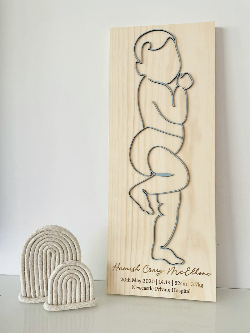 Timber Tinkers - Personalised Birth Plaque in 1:1 Scale - 3D Version