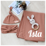 Timber Tinkers - Personalised Swaddle Set - 4 Colours