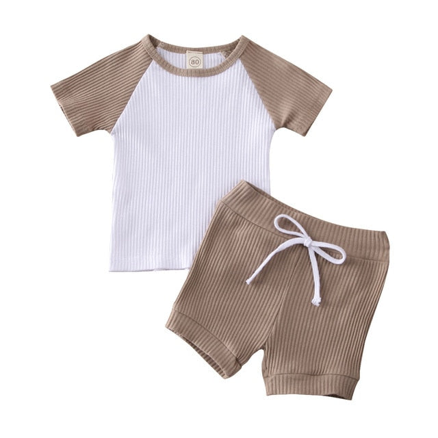 Two Tone Ribbed Set | Brown