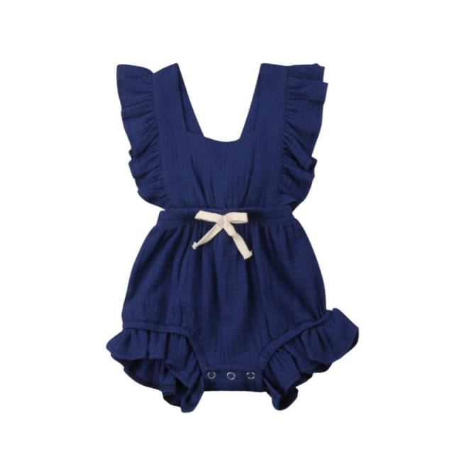 Bow Ruffle Romper | Navy