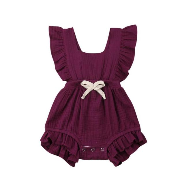 Bow Ruffle Romper | Wine