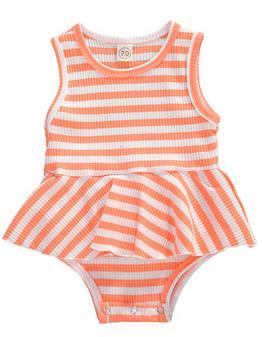 Stripe Sleeveless Bodysuit Set | Sorbet