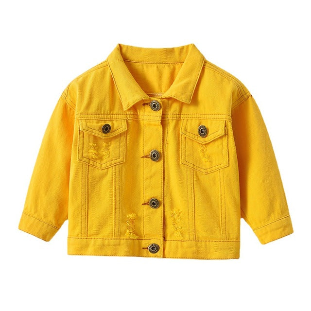 Distressed Denim Jacket | Yellow
