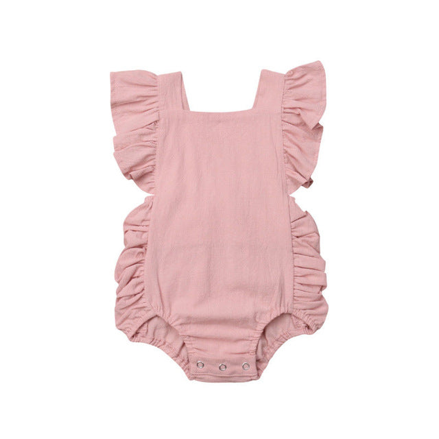 Flutter Sleeves Romper | Pink